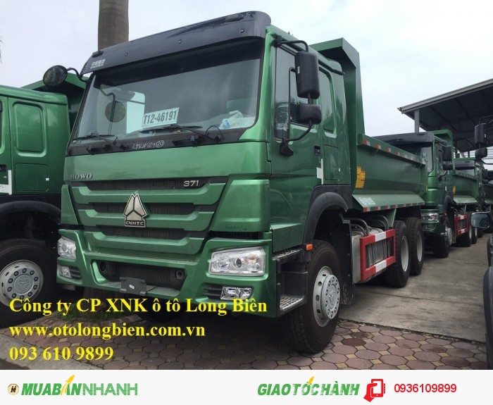 Xe ben 3 chân Howo 371 tải trọng 12-13 tấn thùng 10m3 tại Long Biên, Hà Nội 2015, 2016