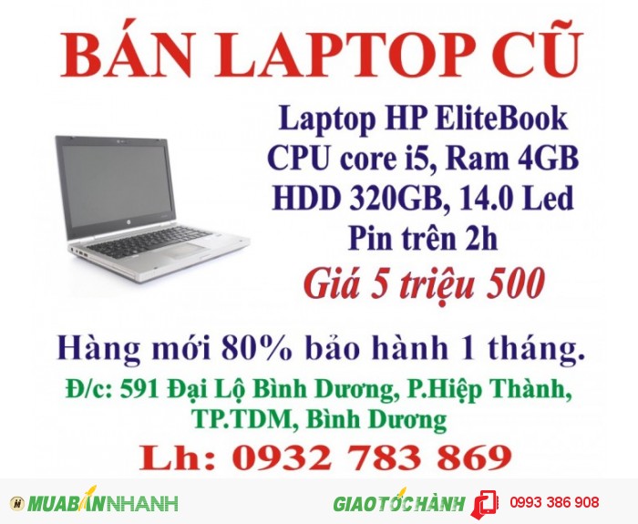 Bán Laptop dell, HP, Asus cũ ở Bình Dương giá rẻ