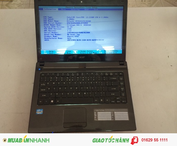 Laptop Acer 4752 core i3 2330 2gb 250gb máy đẹp giá 4 triệu 200k