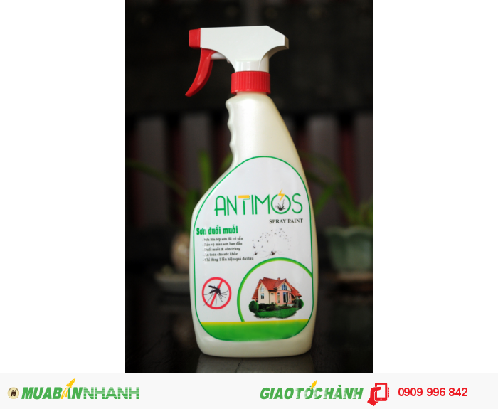 Sơn trong đuổi muỗi Antimos. Chỉ cần vặn sang chế độ phun, phun vào các bề mặt và đợi khô, sơn sẽ giúp đuổi kiến, gián và muỗi,, 2