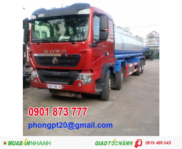 Xe tải bồn chở xăng dầu Howo 4 chân 20 khối (20m3) nhập khẩu máy 340Hp có xe giao ngay