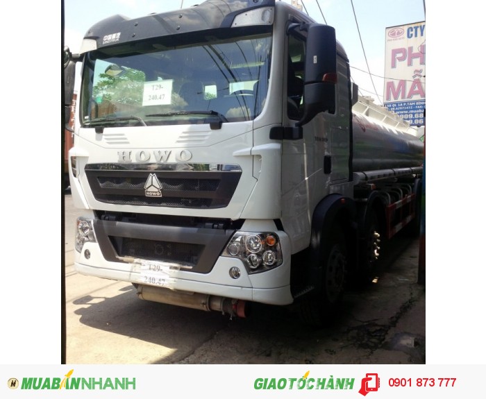 Đại lý xe tải bồn chở xăng dầu Howo 20m3, 21m3, 22m3 4 chân máy 340Hp