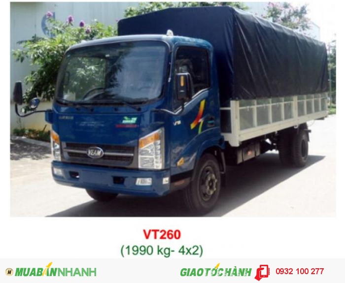 Xe tải Veam Vt260 trọng tải 2400kg  giá tốt