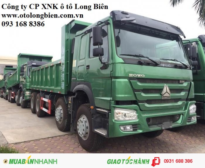 Xe ben 4 chân Howo,  động cơ 336Hp, thùng vuông