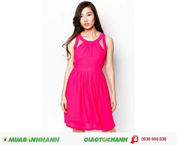 Đầm Phối Lưới Ngắn- Hồng- AD233, 1