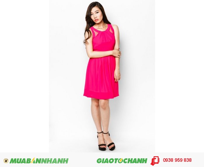 Đầm Phối Lưới Ngắn- Hồng- AD233, 4