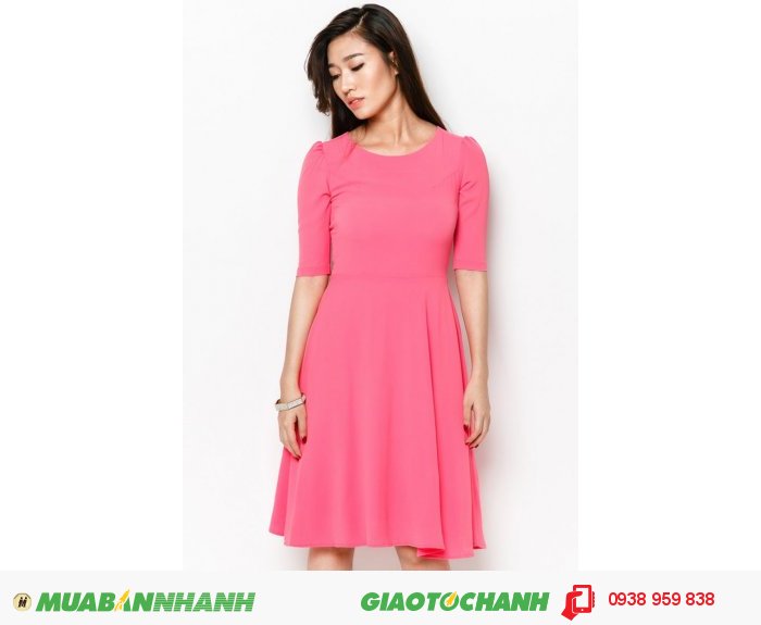 Đầm Cổ Tròn Tay Lỡ- Hồng- AD228, 1