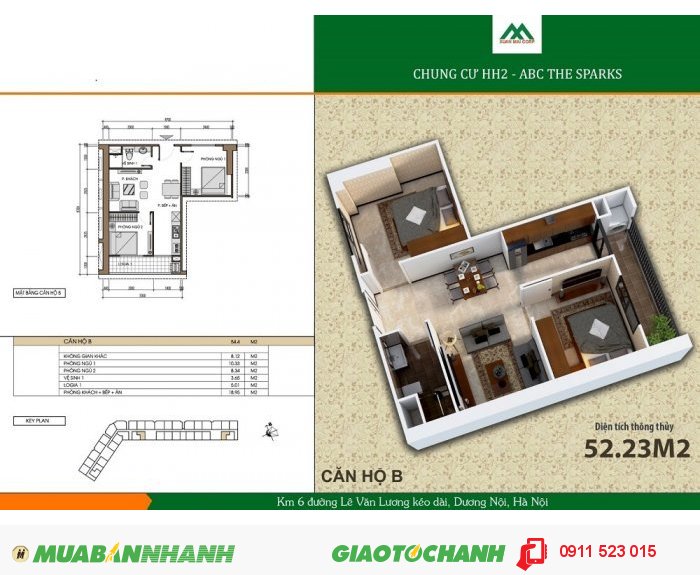 Thiết kế và báo giá các căn hộ B chung cư Xuân Mai Spark Tower