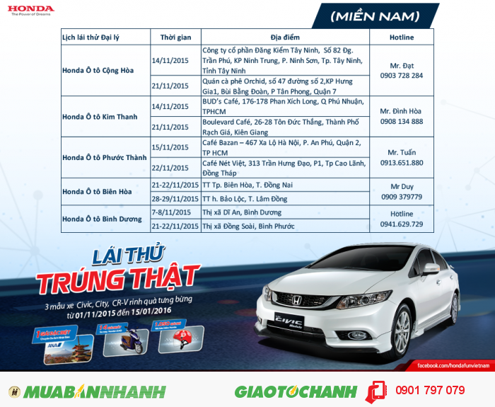 Honda Ô tô Lái thử trúng lớn cuối năm