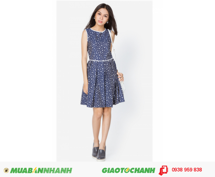 Đầm xòe xếp ly viền | Mã:AD196-AD241- xanh đen| Giá: 398000 Quy cách: 84-66 (+-2) chiều dài tb: 85cm - 90cm | chất liệu: cotton lạnh| Size (S - M - L) | Mô tả: Kiểu dáng xòe trẻ trung phối viền trắng nổi bật, họa tiết ngôi sao bắt mắt, mang lại vẻ ngoài hiện đại và thời trang cho bạn gái., 5