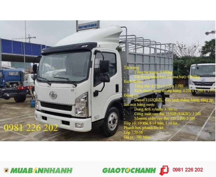 Xe Tải Faw 6 Tấn - Thùng 6M3- Giá Chuẩn ( đang khuyến mại )