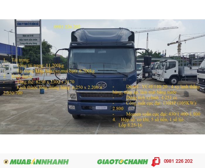Xe Tải Faw 6,7 Tấn Cabin Isuzu, Xe Có Sẵn Hồ Sơ Giao Ngay, Thùng Xe Dài 4,2M ( đang khuyến mại ) Và 6,25M