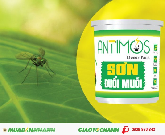 Sơn màu đuổi côn trùng Antimos | Quy cách: 1000ml | Giá: 250.000đ | Mô tả: Sơn Antimos là loại sơn đuổi muỗi và các loại côn trùngđược sử đụng để sơn lên bề mặt sơn có sẵn nên công việc sơn tương đối đơn giản và không mất nhiều thời gian. Antimos là sơn phủ hệ nước, được đóng gói riêng biệt. Nên dùng sơn cho các khu vực quanh nhà và nhà vệ sinh để chống côn trùng, 3