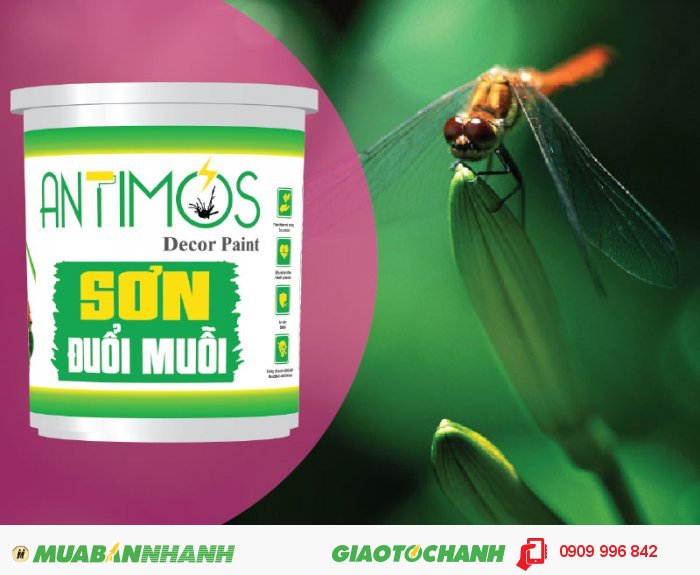 Sơn màu đuổi côn trùng Antimos | Quy cách: 1000ml | Giá: 250.000đ | Mô tả: Sơn Antimos đã được chứng nhận bởi Viện kiểm nghiệm Pasteur về mức độ an toàn và tầm ảnh hưởng đối với sức khỏe cộng đồng, Bạn hoàn toàn có thể an tâm lựa chọn dòng Sơn chống muỗi Antimos để bảo vệ sức khỏe cho cả gia đình. Ngoài ra sơn có tác dụng trừ khử côn trùng trong nhà hiệu quả, 4