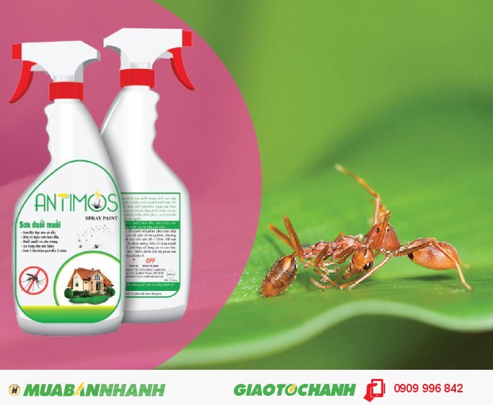 Sơn trong đuổi muỗi Antimos | Quy cách: 600ml | Giá: 200.000đ | Mô tả: Để diệt muỗi, ruồi, gián, kiến, … chúng ta thường dùng thuốc xịt, nhan trừ muỗi, kem chống muỗi, . . . . Tuy nhiên giải pháp này chỉ có hiệu quả trong vài ngày. Đặc biệt các hóa chất này có thể gây nguy hiểm cho sức khỏe gia đình bạn., 3