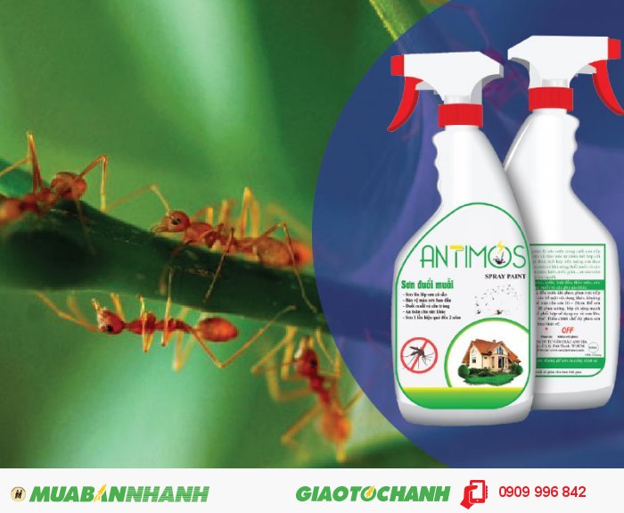 Sơn trong đuổi kiến Antimos | Quy cách: 600ml | Giá: 200.000đ | Mô tả: Sơn Antimos tự hào là giải pháp tối ưu được các công ty sản xuất thực phẩm lựa chọn. Chính vì vậy bạn hoàn toàn yên tâm về độ an toàn của sơn đuổi muỗi, côn trùng Antimos. Sơn còn có tác dụng trừ kiến hiệu quả, 5