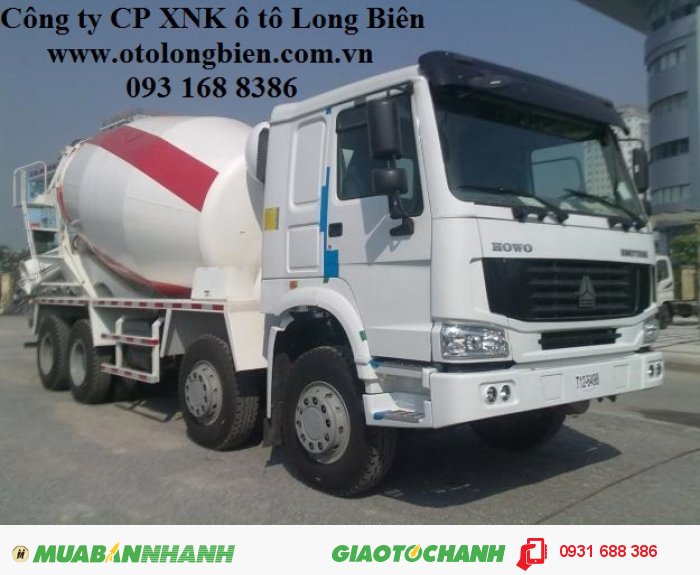 Xe trộn bê tông Howo 9m3, 10m3, 12m3 tại Long Biên, Hà Nội 2015, 2016