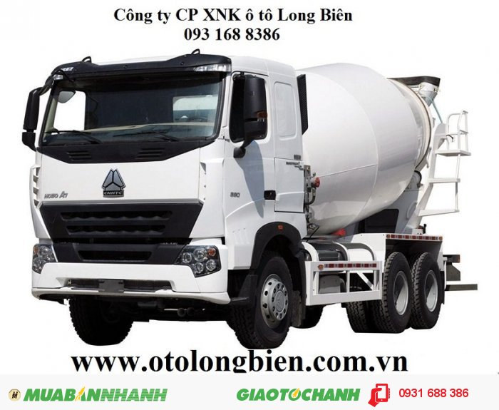 Xe trộn bê tông Howo 9m3, 10m3, 12m3 tại Long Biên, Hà Nội 2015, 2016