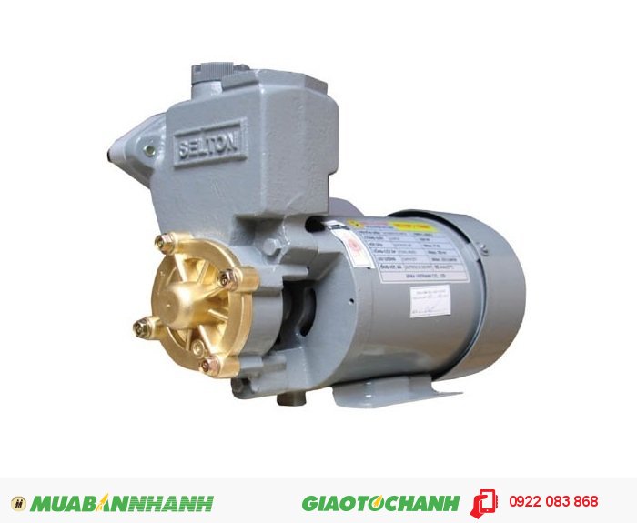 Máy bơm nước giá rẻ Selton SEL 150AEGiá: 1.380.000Hãng sản xuất: SeltonCông suất (W): 150Lưu Lượng ( lít / phút): 33Độ cao đẩy ( m ): 20Độ sâu hút ( m): 9Đường kính ống hút( mm): 25Đường kính ống đẩy( mm ): 25Nguồn điện: 220V -50HzÁp lực (kg/cm2): 1.1 - 1.8Xuất xứ: Việt Nam, 4