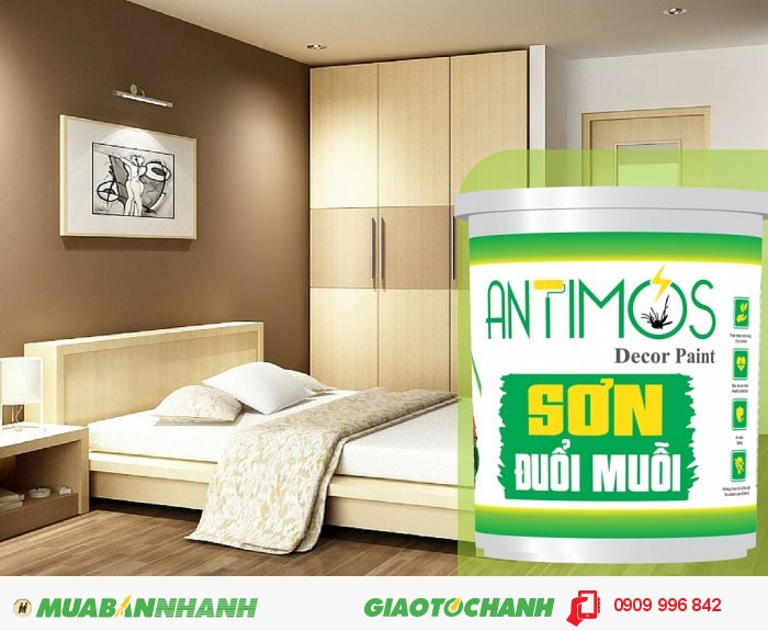 Sơn m&agrave;u đuổi muỗi Antimos | Quy c&aacute;ch: 1000ml | Gi&aacute;: 250.000đ | M&ocirc; tả: Sơn Antimos l&agrave; sản phẩm sơn nội thất kinh tế c&oacute; khả năng đuỗi muỗi, chống nấm mốc, kh&ocirc;ng chứa độc hại, độ phủ cao v&agrave; mang lại hiệu quả kinh tế cao., 4