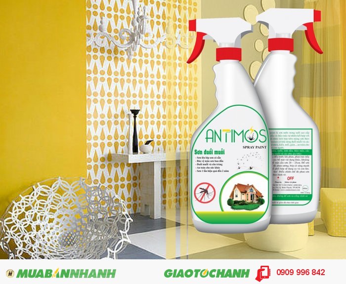 Sơn trong đuổi muỗi Antimos | Quy cách: 600ml | Giá: 200.000đ | Antimos là một dòng sơn mới, mang tính cách mạng nhờ vào khả năng có thể ngăn được muỗi và các loại côn trùng khác, 5