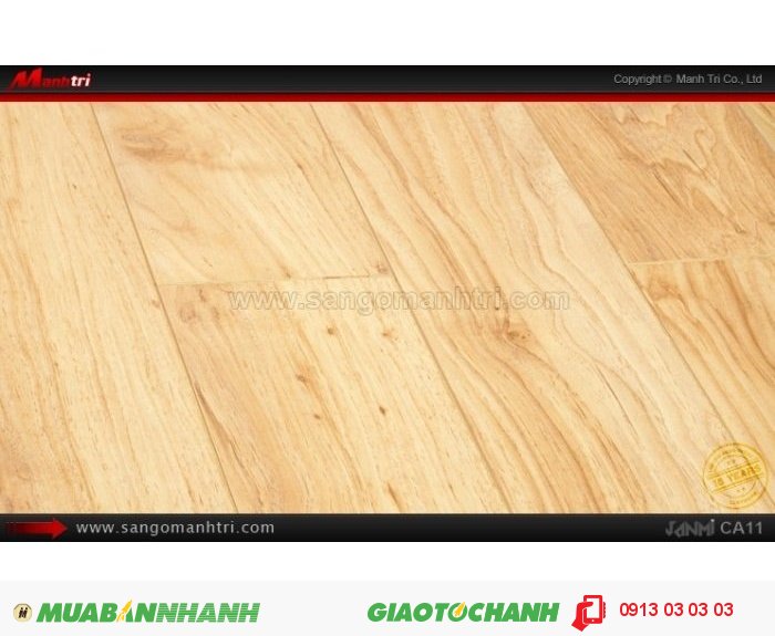 Sàn Gỗ Công Nghiệp Janmi CA11, dày 12mm, chống trầy, siêu chịu nước tốt | Qui cách: 1283 x 115 x 12mm | Xuất xứ: Malaysia chính hãng - Chống trầy: AC4/AC3 | Ứng dụng: Thi công lắp đặt làm sàn gỗ nội thất trong nhà, phòng khách, phòng ngủ, phòng ăn, showroom, trung tâm thương mại, shopping, sàn thi đấu. Giá bán: 479.000VND, 1