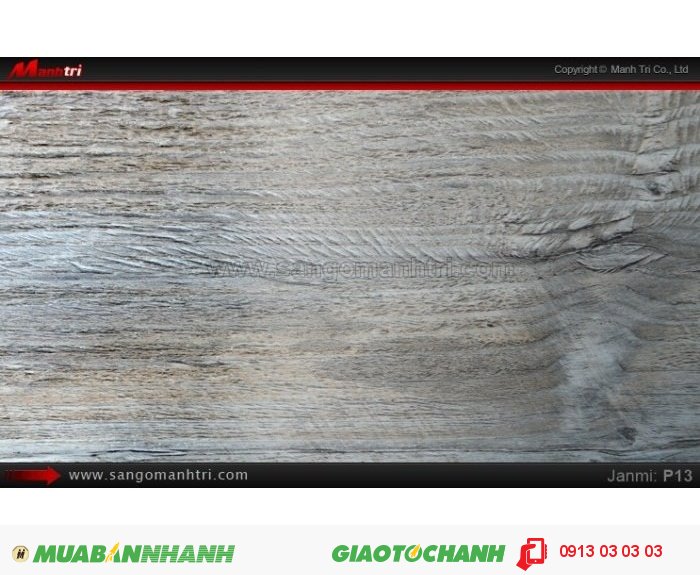 S&agrave;n Gỗ C&ocirc;ng Nghiệp Janmi P13, d&agrave;y 8mm, si&ecirc;u chịu nước tốt | Qui c&aacute;ch: 1283 x 115x 12mm | Xuất xứ: Malaysia ch&iacute;nh h&atilde;ng - Chống trầy: AC4 | Ứng dụng: Thi c&ocirc;ng lắp đặt l&agrave;m s&agrave;n gỗ nội thất trong nh&agrave;, ph&ograve;ng kh&aacute;ch, ph&ograve;ng ngủ, ph&ograve;ng ăn, showroom, trung t&acirc;m thương mại, shopping, s&agrave;n thi đấu. Gi&aacute; b&aacute;n: 479.000VND, 1