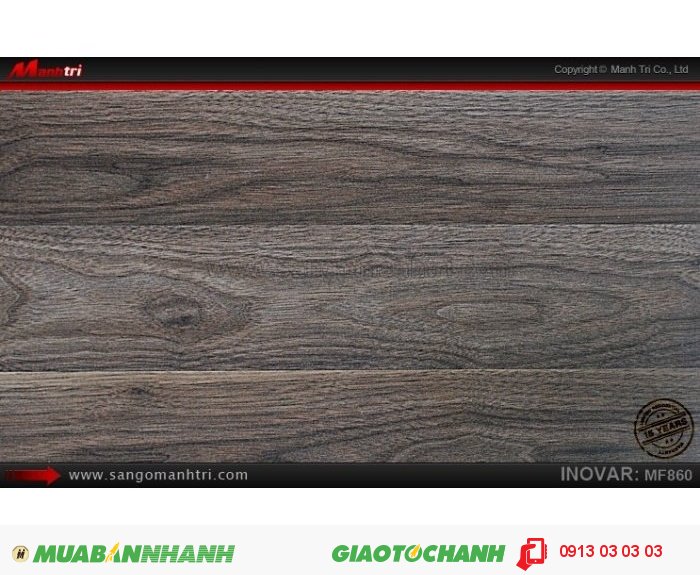 S&agrave;n Gỗ C&ocirc;ng Nghiệp Inovar MF860, d&agrave;y 8mm, chịu nước cao | Qui c&aacute;ch: 1288 x 192x 8mm | Xuất xứ: Malaysia ch&iacute;nh h&atilde;ng - Chống trầy: AC3 | Ứng dụng: Thi c&ocirc;ng lắp đặt l&agrave;m s&agrave;n gỗ nội thất trong nh&agrave;, ph&ograve;ng kh&aacute;ch, ph&ograve;ng ngủ, ph&ograve;ng ăn, showroom, trung t&acirc;m thương mại, shopping, s&agrave;n thi đấu. Gi&aacute; b&aacute;n: 269.000VND, 4