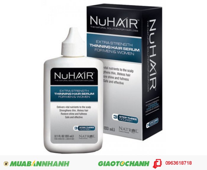 NuHair Thinning Hair Serum với 100% thành phần được chiết xuất từ thảo được thiên nhiên được biết đến là dòng dòng sản phẩm bổ sung các chất dinh dưỡng tự nhiên giúp giảm rụng tóc và thúc đẩy tăng trưởng giúp mọc tóc và làm trẻ hóa tóc từ sau bên trong ở nam giới và phụ nữ ., 2