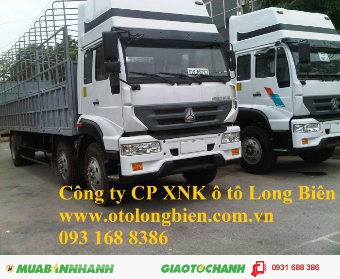 Xe sat xi, tải thùng 4 chân Howo 371, 375, A7 tải trọng 17-17,9 tấn Hà Nội 2015, 2016
