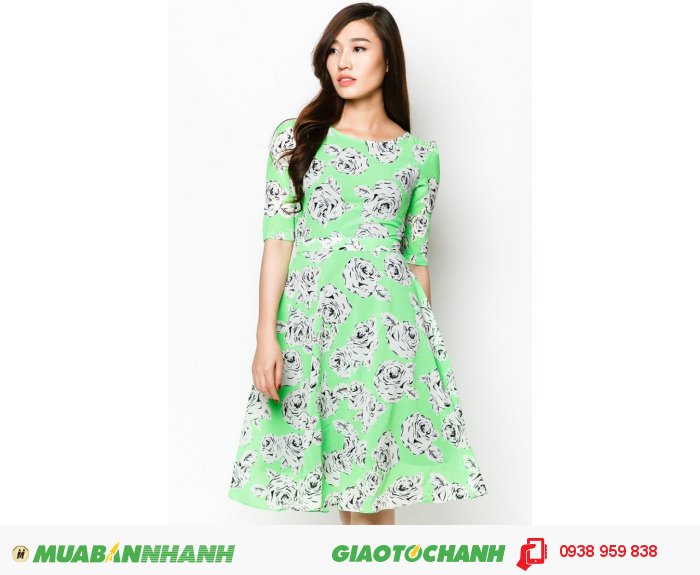 Đầm cổ tròn tay lỡ | Mã: AD228- xanh lá | Giá 788000 | Quy cách: 84-66 (+-2) | chiều dài tb: 85cm - 90cm | Chất liệu: lụa cát | Size (S - M - L - XL) | Mô tả: Trở thành cô gái quý phái và cổ điển với đầm xòe in hoa hồng. Thiết kế tao nhã và nhẹ nhàng cho những buổi xuống phố cùng người thân yêu., 4