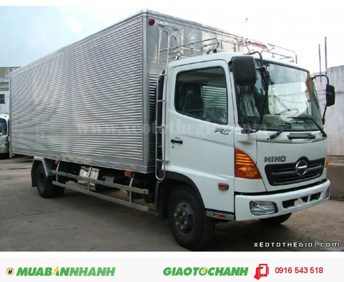 Xe tải Hino FC6,4 tấn, 6400kg, thùng kín, mui phủ dài 6m8, 6800 mm