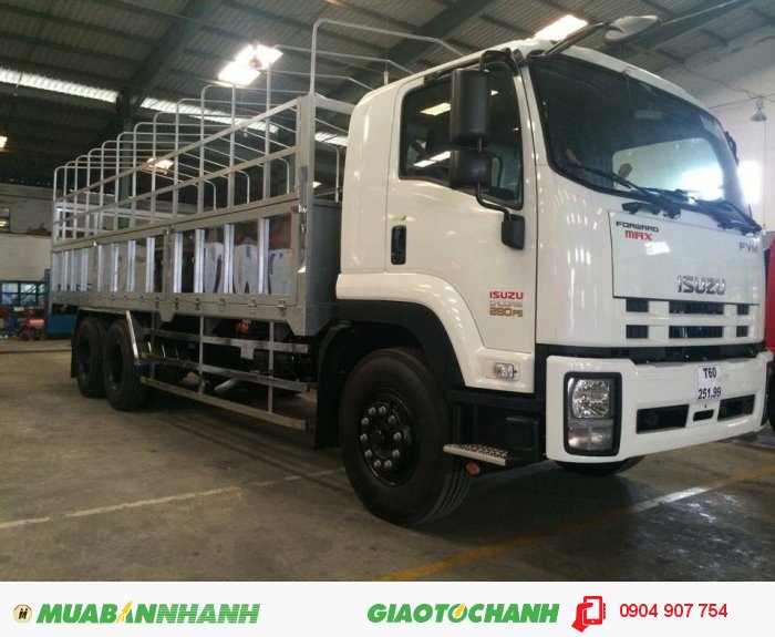 Bán xe tải ISUZU 3 chân FVM34T thùng bửng INOX, tải trọng 15.300kg, thùng dài 7.610mm