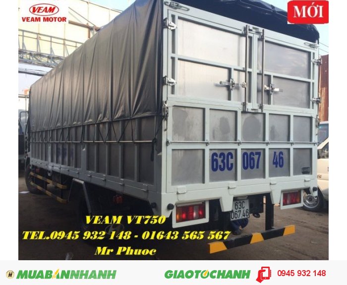 Xe tải VEAM 7.5 tấn, xe tải VEAM VT750 7.5 tấn, xe tải VEAM VT750 7.5T  thùng dài 6m2