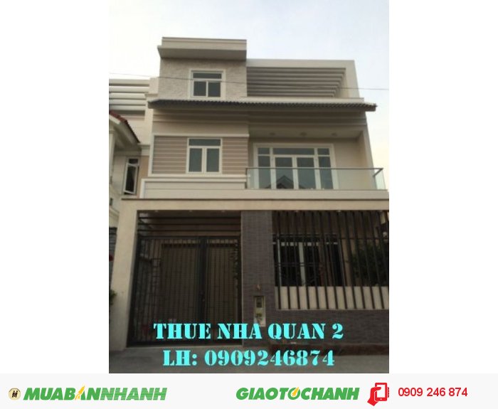 Cho thuê nhà quận 2 đường số 5, 120m2, 2 lầu, 45tr/tháng