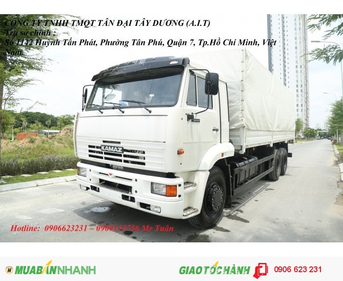 Tải thùng Kamaz 14 tấn ? Bán xe tải Kamaz 3 chân thùng 7m8