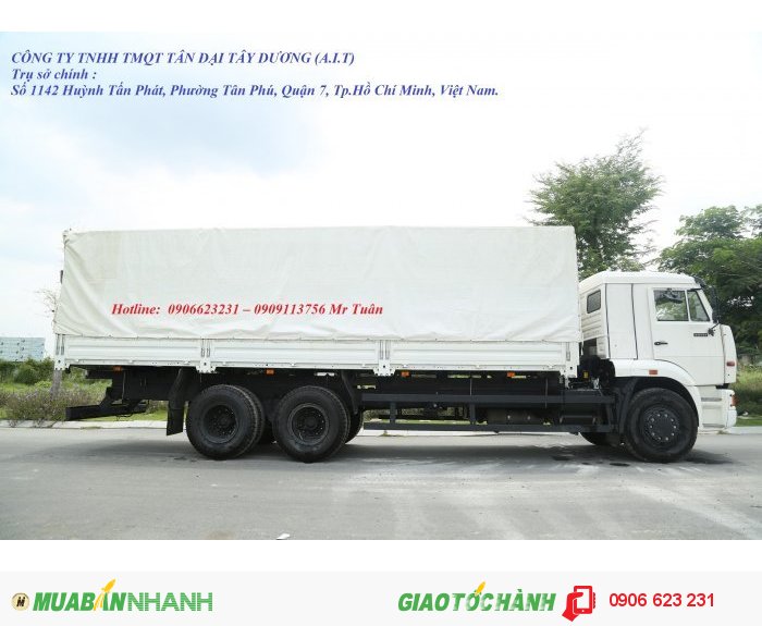 Tải thùng Kamaz 14 tấn ? Bán xe tải Kamaz 3 chân thùng 7m8