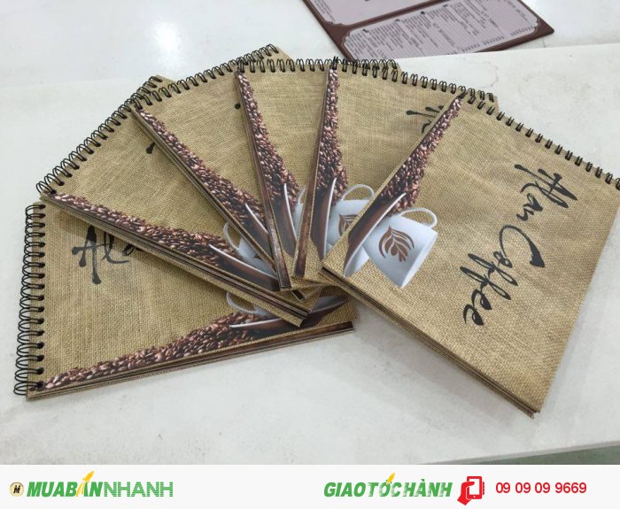 In menu cho quán cà phê Alan | In menu dạng cuốn đóng gáy lò xo | In Kỹ Thuật Số nh...