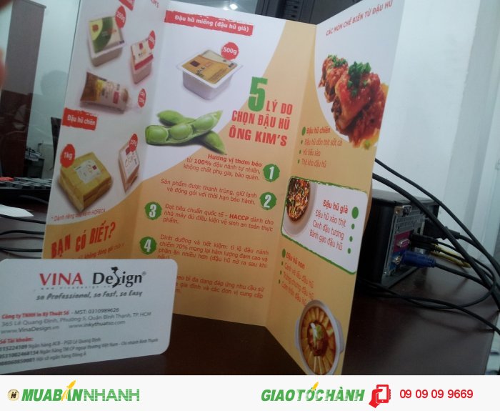 In brochure cho thương hiệu Ông Kim's - kim chi Hàn Quốc, đậu hủ, Cá rim kiểu Hàn,...