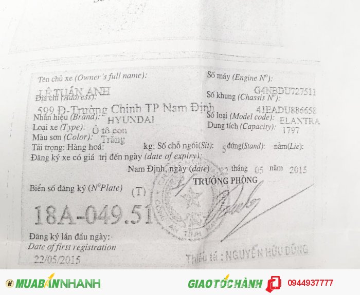 Bán Xe ô tô huyndai Elantra gls 1.8 AT 2013 nhập khẩu màu trắng đẹp
