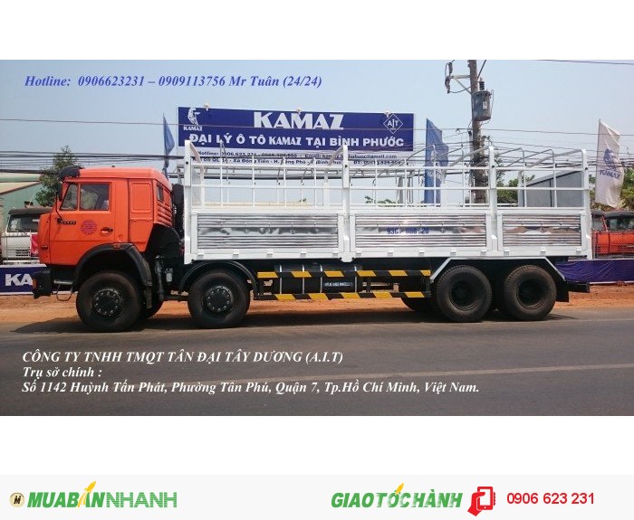Bán xe tải thùng 18 tấn Kamaz | tải thùng Kamaz 6540 (8x4) thùng 9m nhập khẩu tại Bình Dương , Bình Phước & Daknong