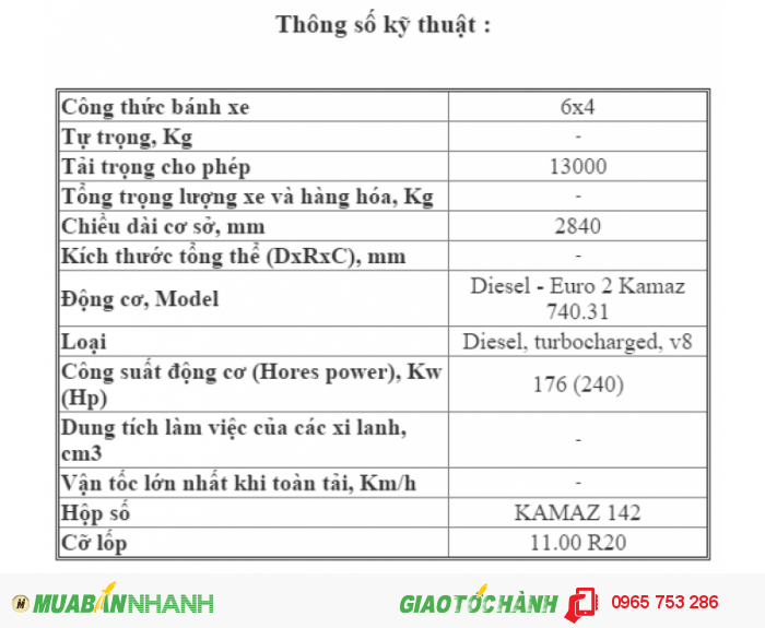Bán các dòng xe kamaz tại cần thơ