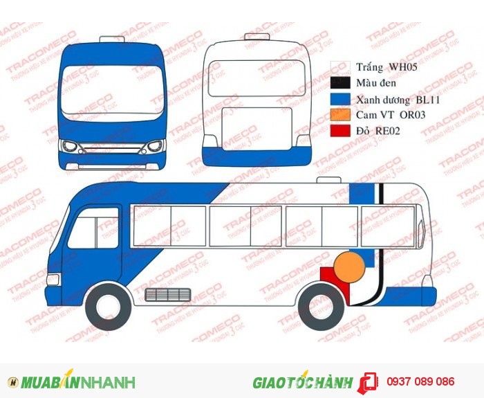 Xe khách 29 ghế thân dài tracomeco