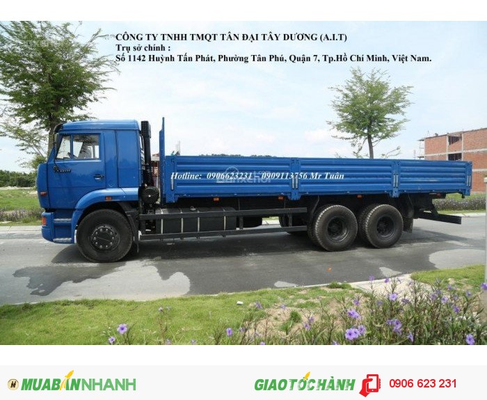 Bán tải thùng Kamaz 15 tấn tại Bình Phước | Bán xe tải Kamaz 65117 (6x4) thùng 7m8 tại Bình Phước [ Xe 3 chân]