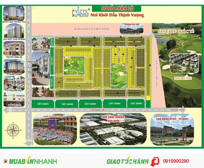 Đất mặt tiền gần sân golf Quốc Tế.