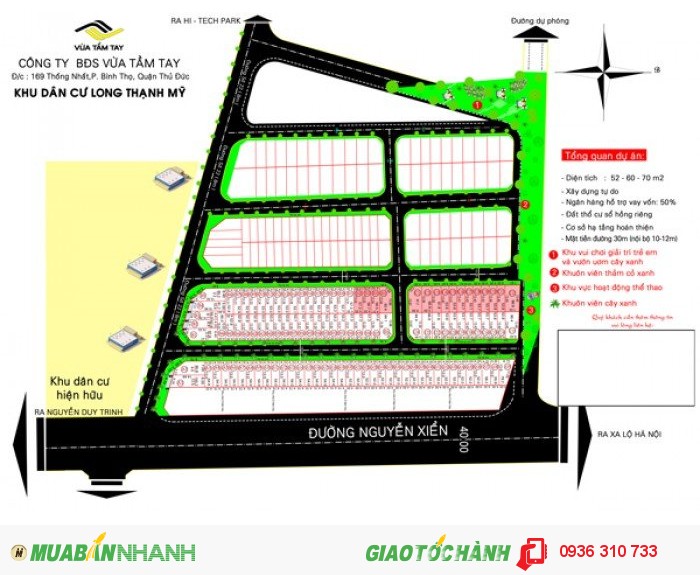 Bán đất thổ cư , mặt tiền Nguyễn Xiển. Gần KCN cao Q9. Chỉ 14 triệu/m2.