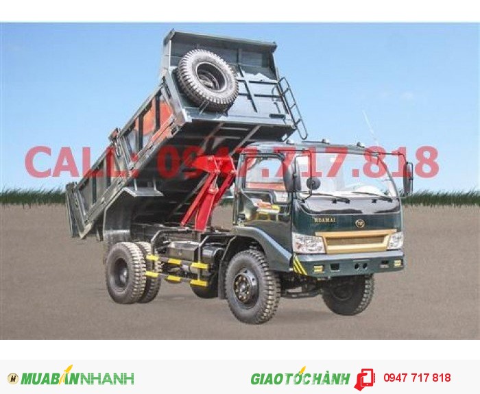 Xe tải ben Hoa Mai 6450kg,thùng 5,3 khối, có số mạnh,thắng hơi, lốc kê, 2016
