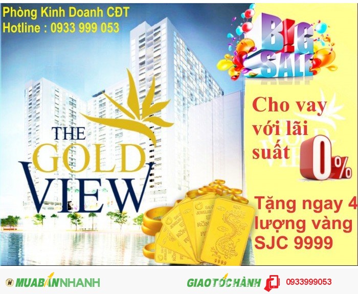 Căn hộ The Gold View đối diện TT Quận 1, Giá 33tr/m2, CK: 8,25%, tặng 4 lượng vàng, TT 1,5%/tháng
