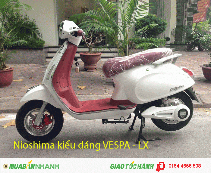 Bán trả góp xe máy điện Nioshima kiểu dáng Vespa - LX màu trắng giá rẻ nhất Hà Nội