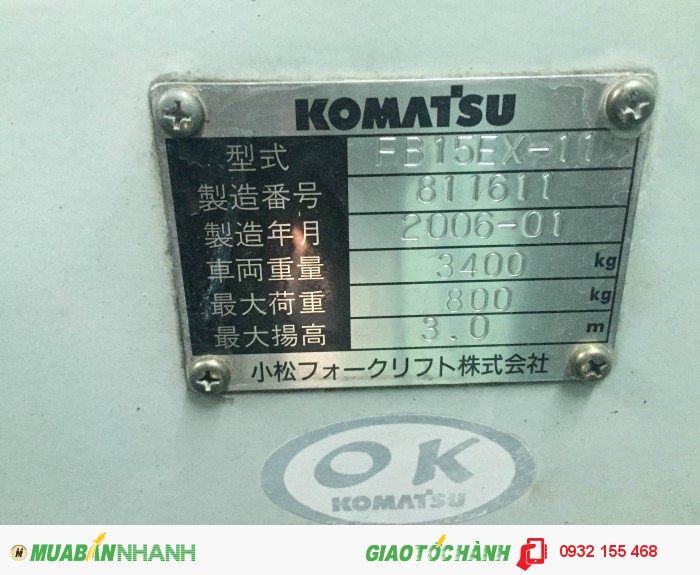 Xe Nâng Hàng Komatsu Fb15ex-11 Giá Rẻ